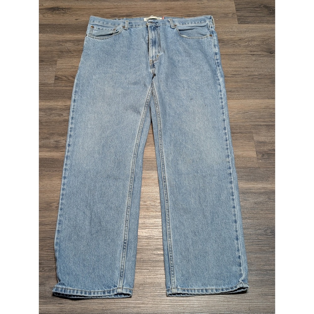 Levis 505 Regular Fit Straight Jeans Mens 38x30 Light Wash Blue Denim Workwear